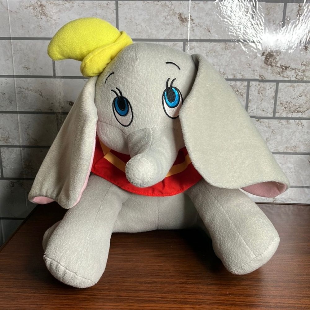 Disney Dumbo Plush Toy Elephant Yellow Hat and Red Scarf Stuffed Animal large